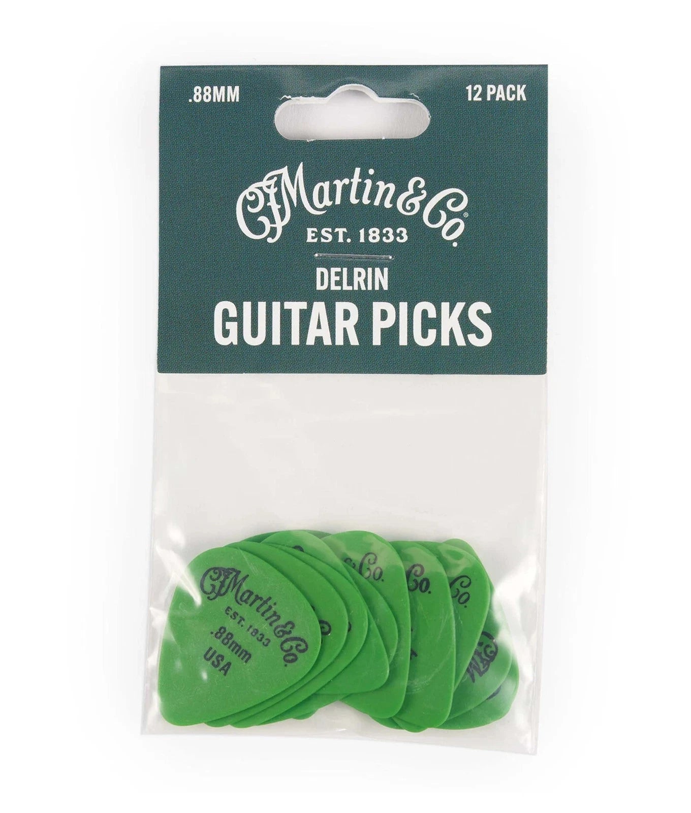 Martin 18A0155 Delrin Picks, .80mm, Green, Pack of 12