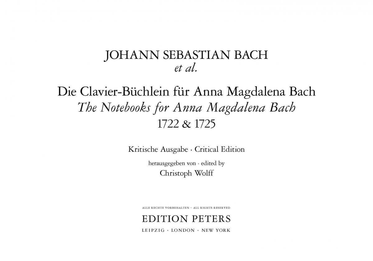 (預售產品 Pre-order) The Notebooks for Anna Magdalena Bach (Piano/Vocal) 巴哈
