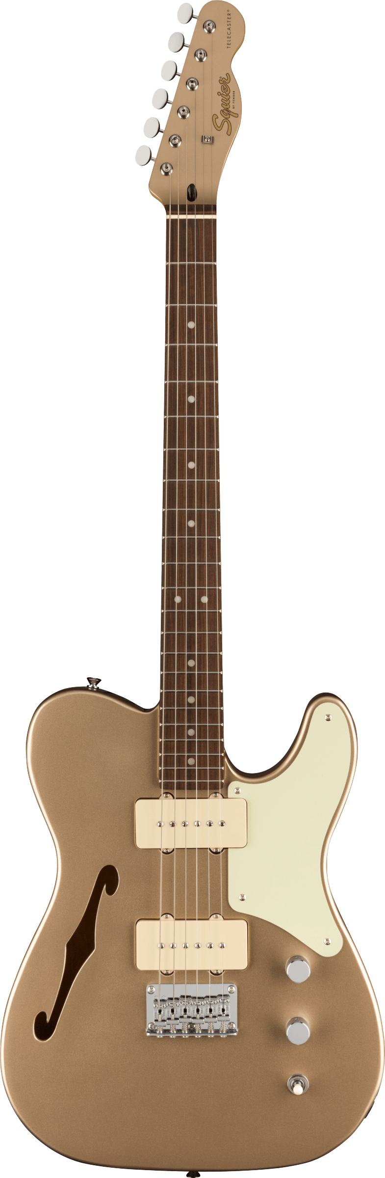 Squier  FSR Paranormal Cabronita Telecaster® Thinline, Laurel Fingerboard, Mint Pickguard, Matching Headstock, Shoreline Gold