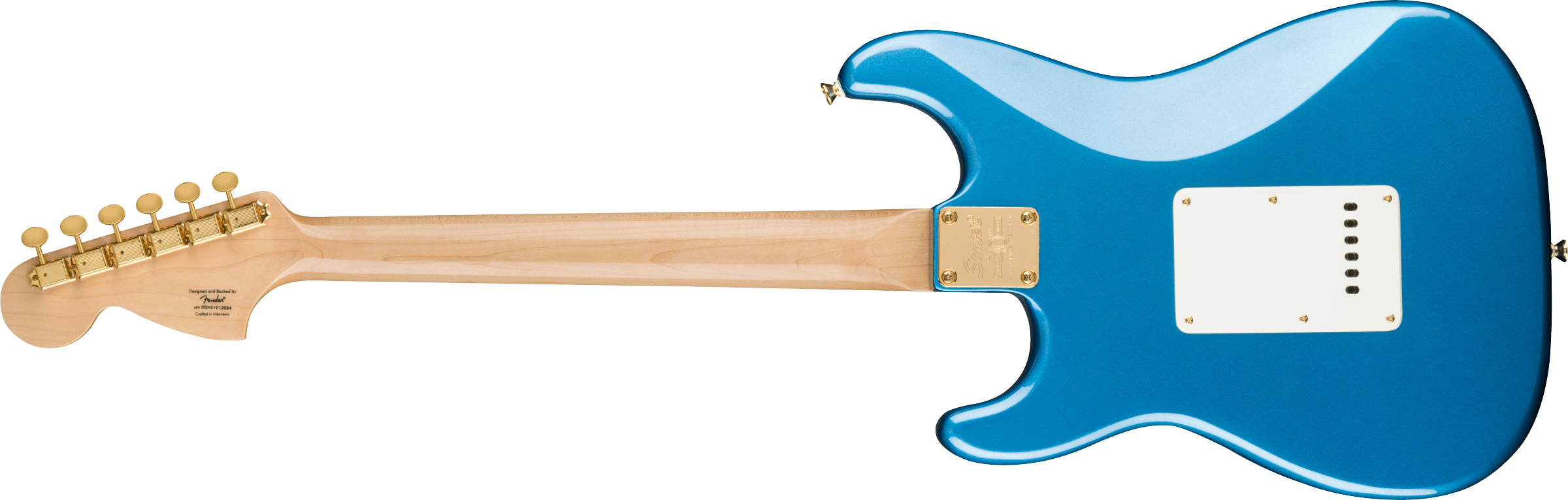 Squier 40th Anniversary Stratocaster®, Gold Edition, Laurel Fingerboard, Gold Anodized Pickguard, Lake Placid Blue