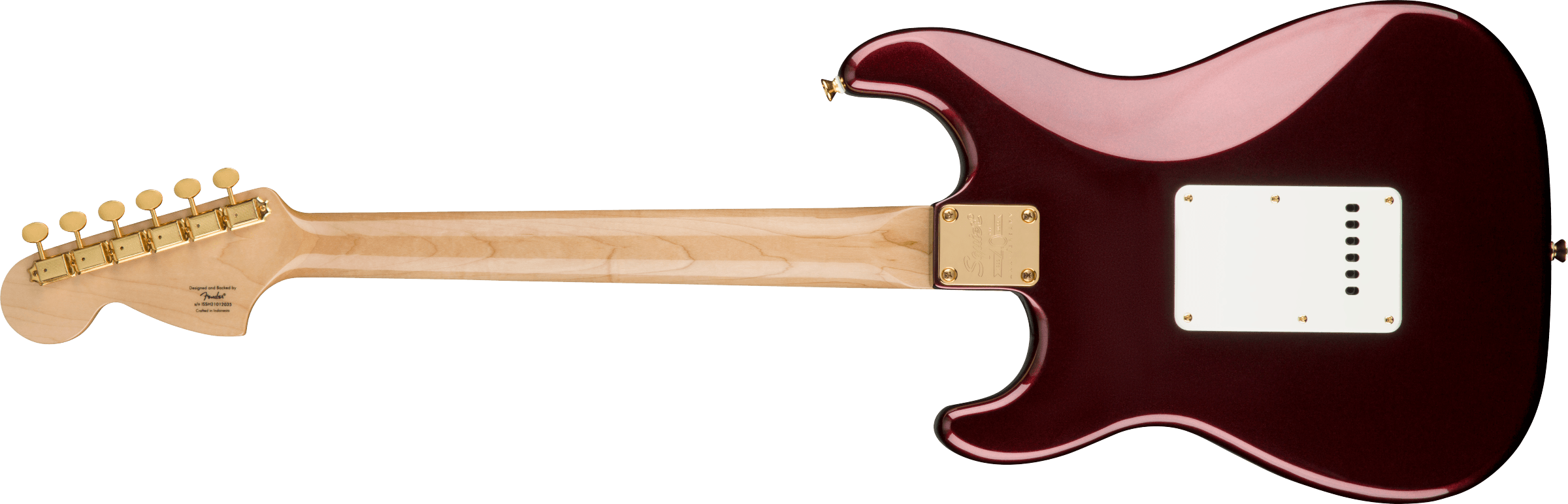 Squier 40th Anniversary Stratocaster®, Gold Edition, Laurel Fingerboard, Gold Anodized Pickguard, Ruby Red Metallic