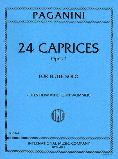 Paganini 24 Caprices, Opus 1 For Flute