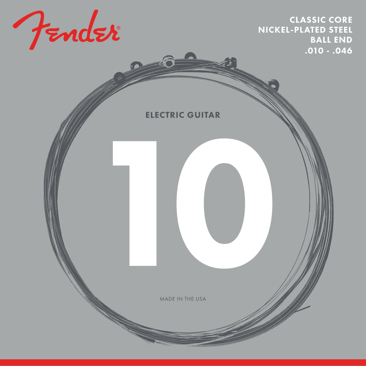 Fender Classic Core Electric Guitar Strings, 255R, Nickel-Plated Steel, Ball Ends (.010-.046)