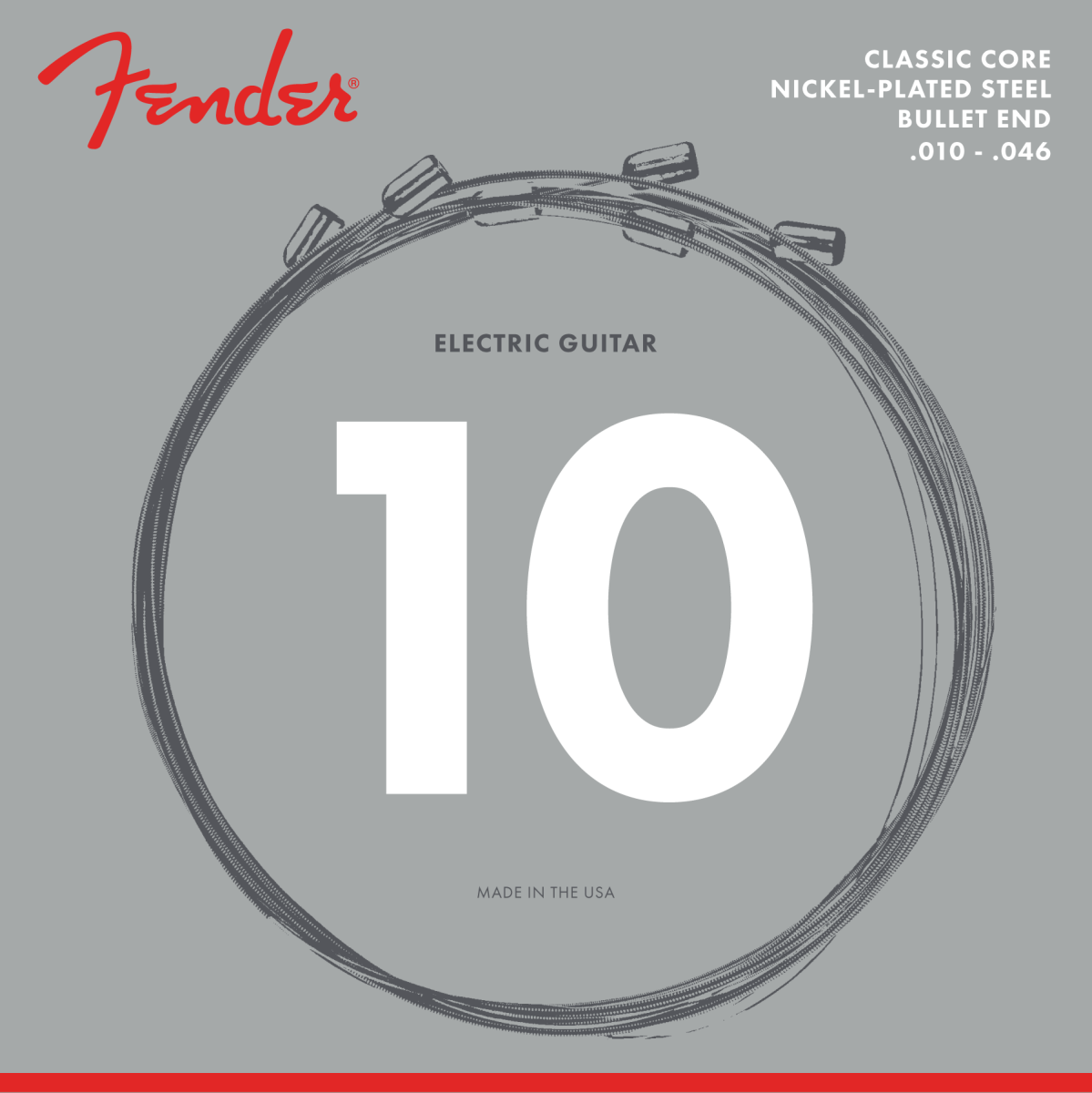 Fender Classic Core Electric Guitar Strings, 3255L, Nickel Plated Steel, Bullet Ends (.010-.046)