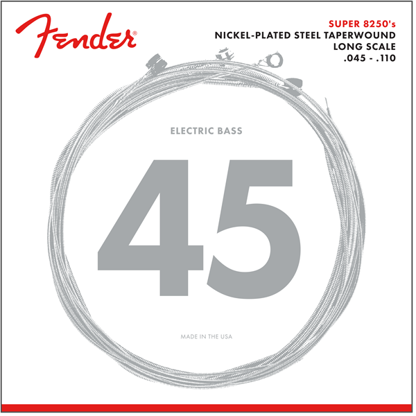 Fender 8250 Bass Strings, Nickel Plated Steel Taperwound, Long Scale,