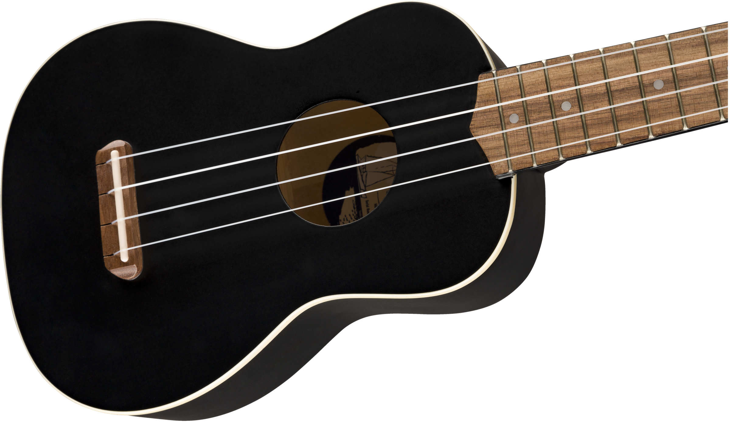 Fender Venice Soprano Uke, Walnut Fingerboard, Black