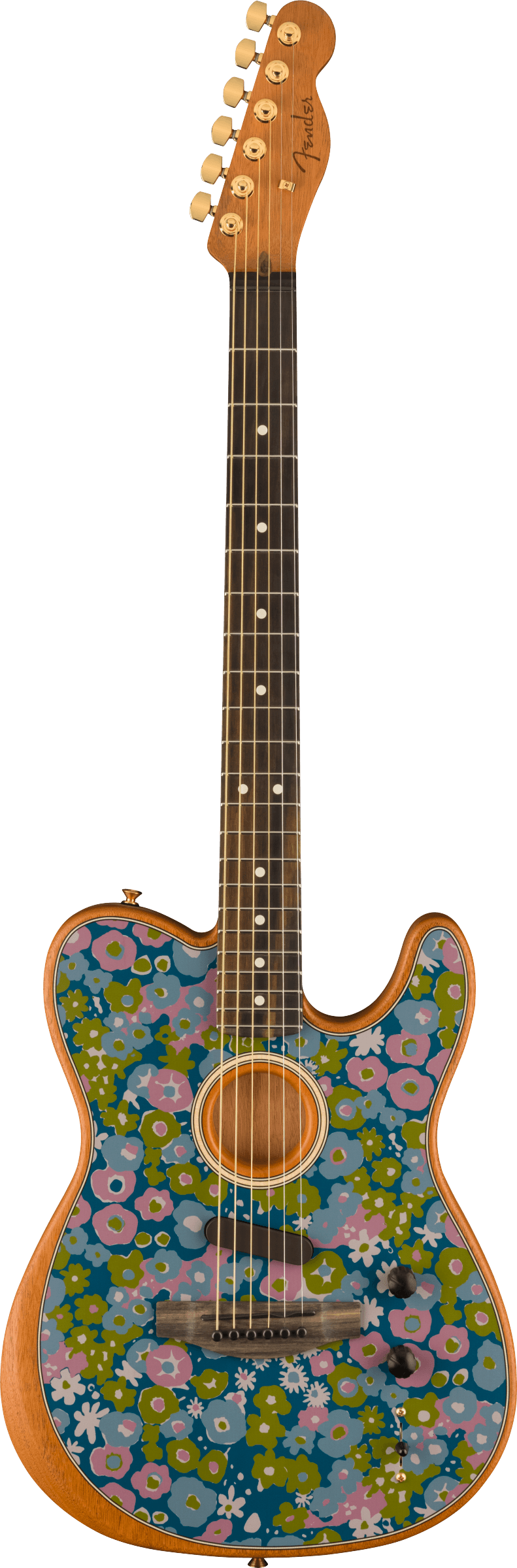 Fender American Acoustasonic® Telecaster®, Ebony Fingerboard, Blue Flower (Limited Editions)