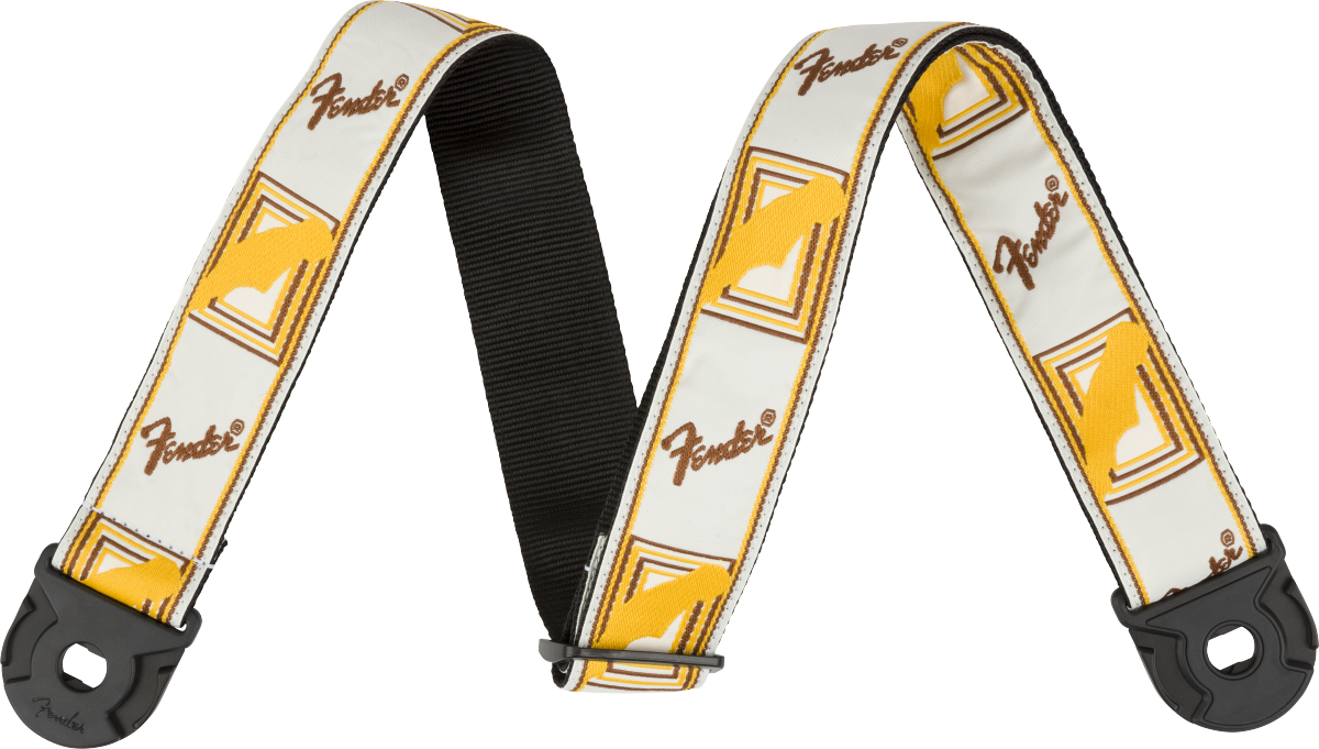Fender Quick Grip Locking End Strap, White, Yellow and Brown, 2"