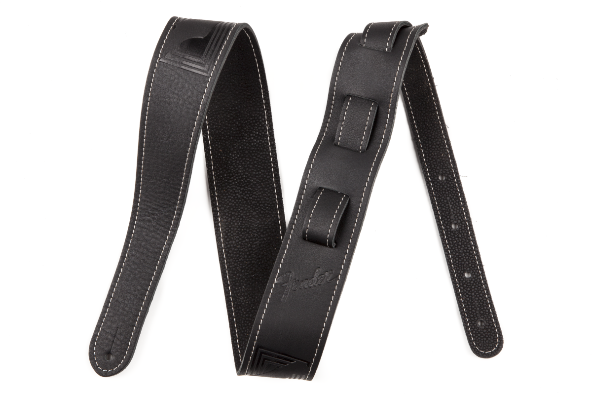 Fender® Monogram Leather Strap, Black (0990681006)