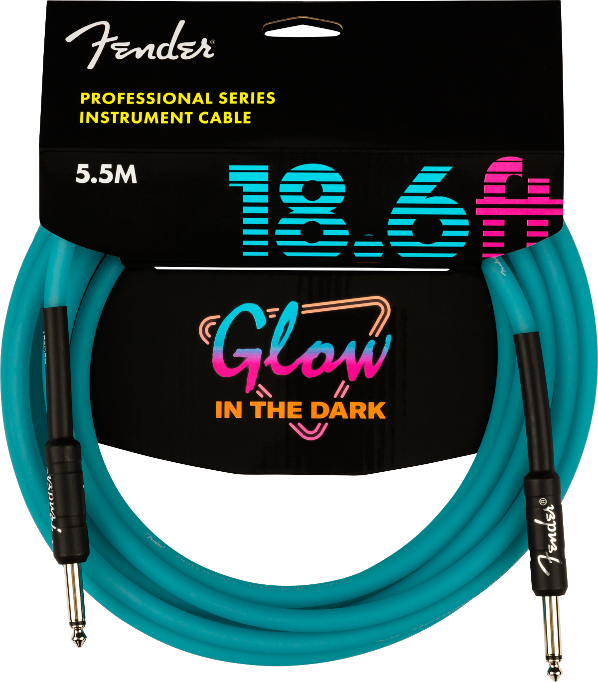Fender Professional Glow in the Dark Cable, Blue, 18.6'