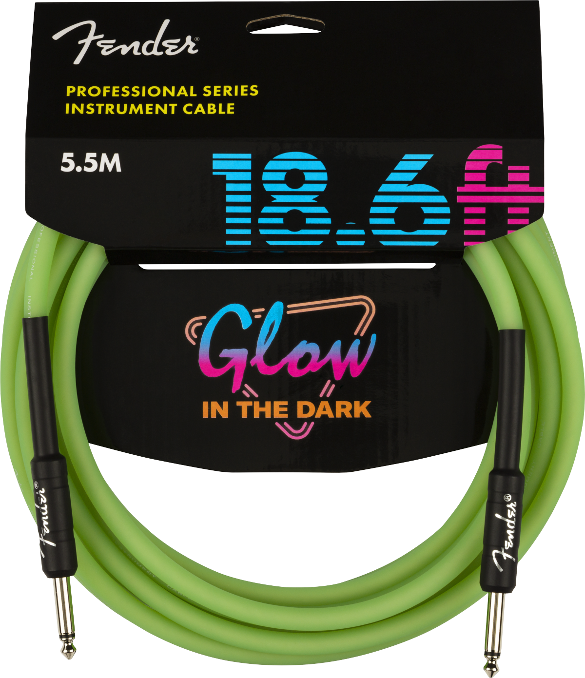 Fender Professional Glow in the Dark Cable, Green, 18.6'