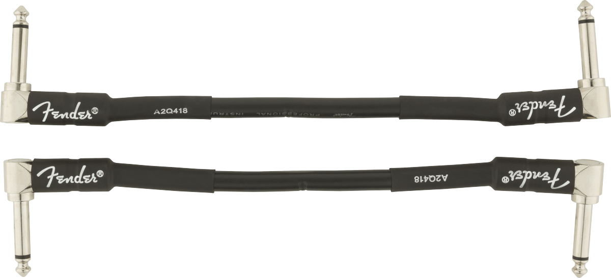 Fender Professional Series Instrument Cable 2-Pack, Angle/Angle, 6", Black