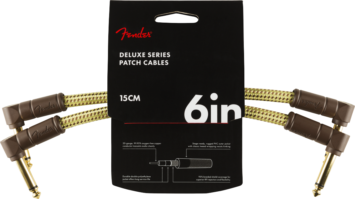 Deluxe Series Instrument Cables (2-Pack), Angle/Angle, 6", Tweed