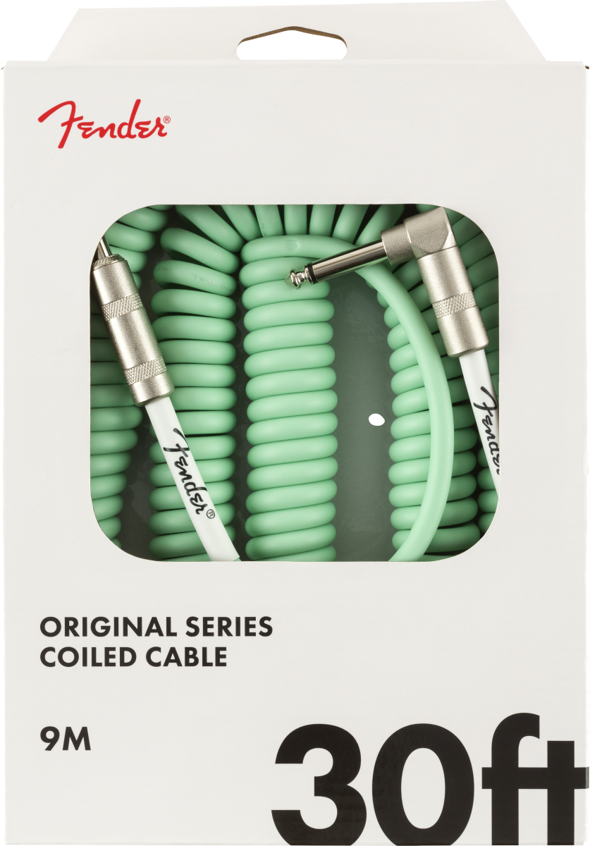 Fender Original Series Coil Cable, Straight-Angle, 30', Surf Green