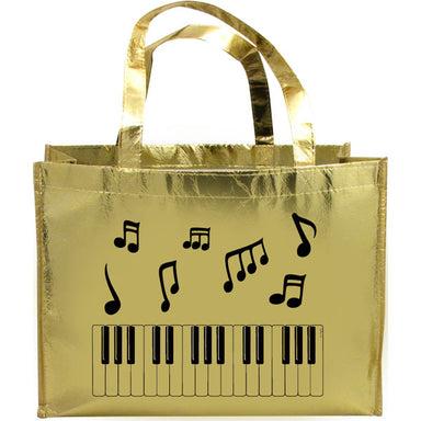 Music Notes Keyboard Metallic Gold Tote Bag