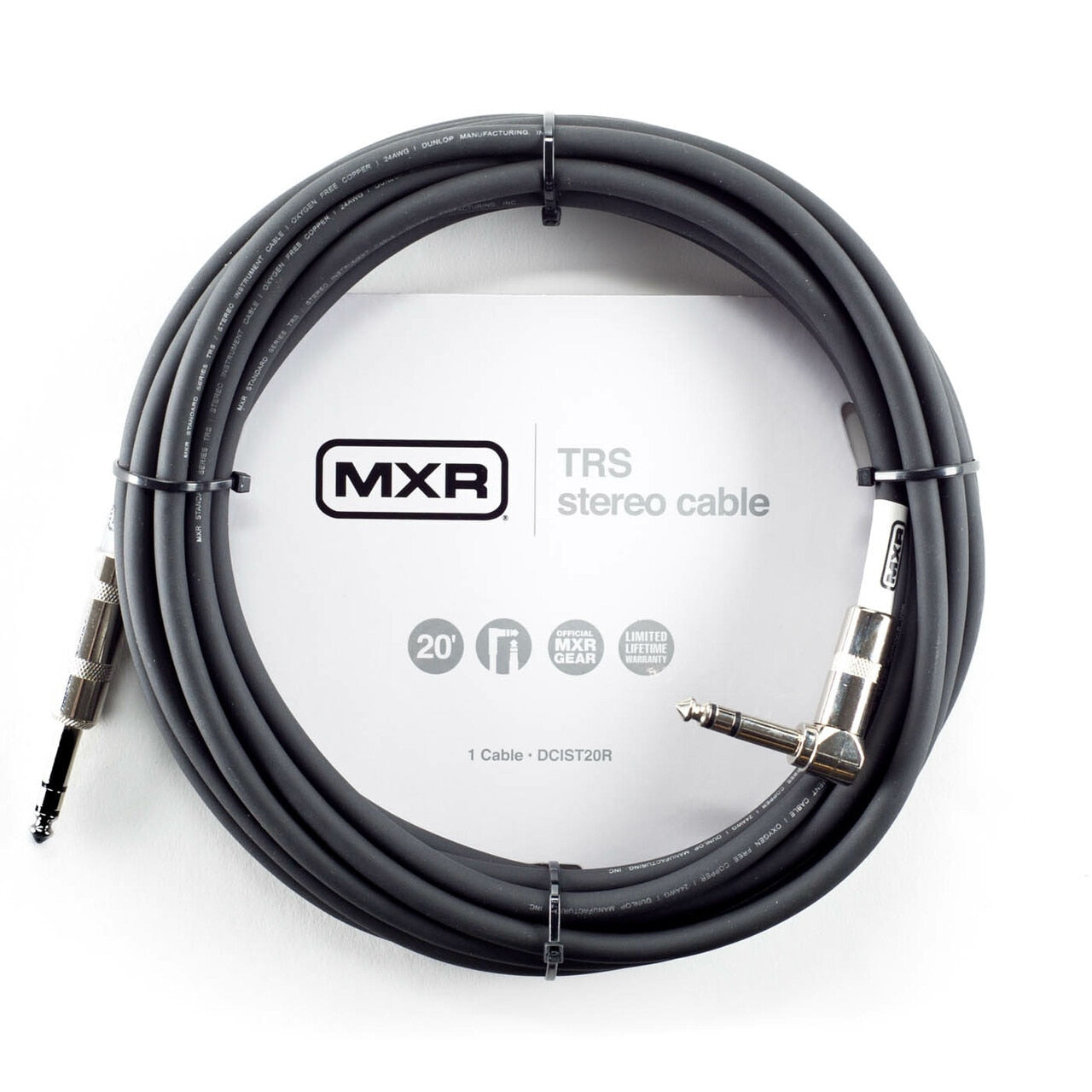 Dunlop MXR® 20FT TRS Stereo Cable - Right / Straight (DCIST20R)