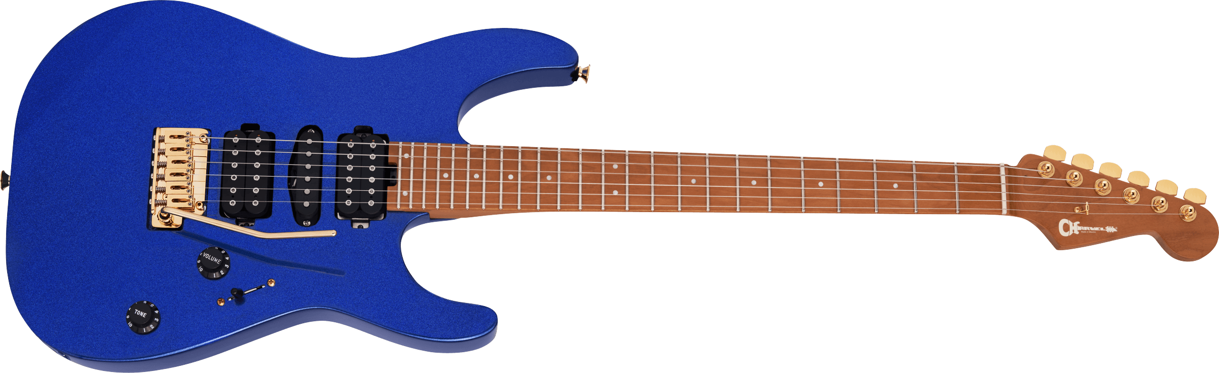 Charvel Pro-Mod DK24 HSH 2PT CM, Caramelized Maple Fingerboard, Mystic Blue
