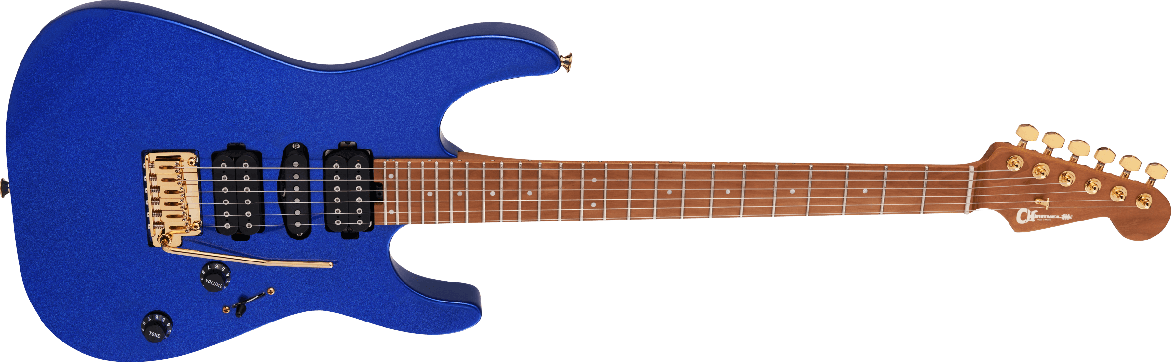 Charvel Pro-Mod DK24 HSH 2PT CM, Caramelized Maple Fingerboard, Mystic Blue