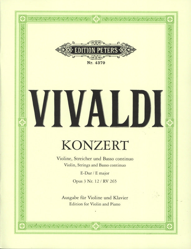 Vivaldi: Violin Concerto in E Op. 3 No. 12 (RV 265) (Edition for Violin and Piano)