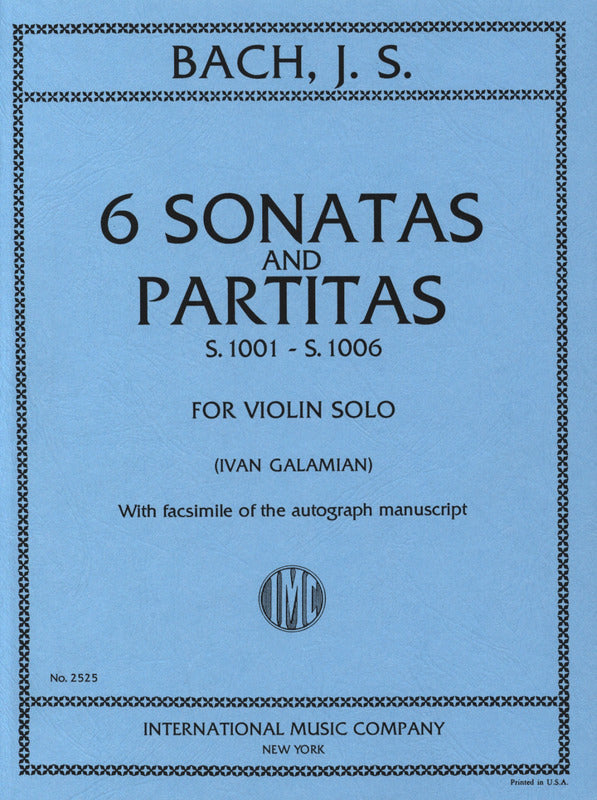 Bach Six Sonatas and Partitas, S. 1001-1006 For Violin