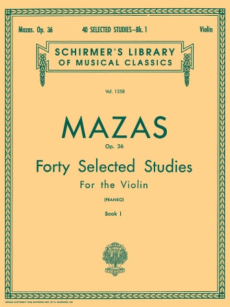 Mazas 40 Selected Studies, Op. 36 - Book 1