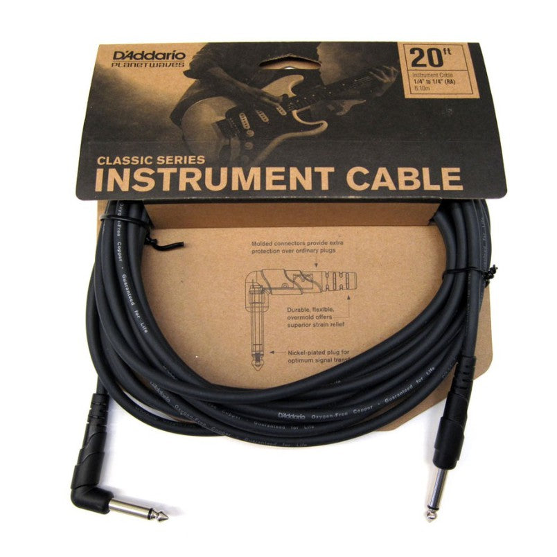 D'ADDARIO Planet Waves PW-CGTRA Classic Series Instrument Right Angle Cable (10, 20 feet)