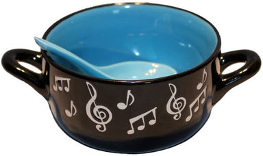 Music Note Bowl With Spoon - Blue