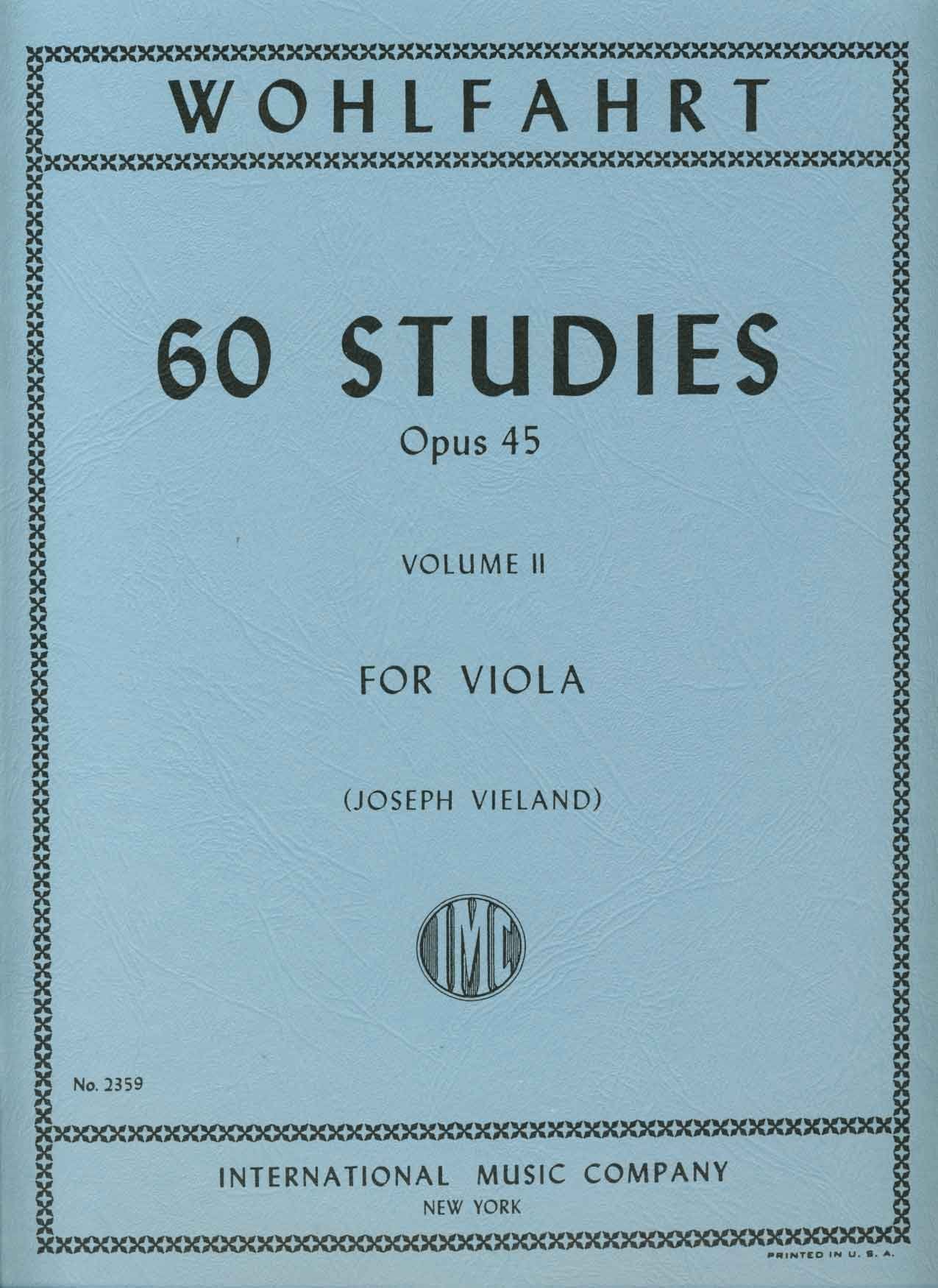 Wohlfahrt 60 Studies, Opus 45: Volume II For Viola