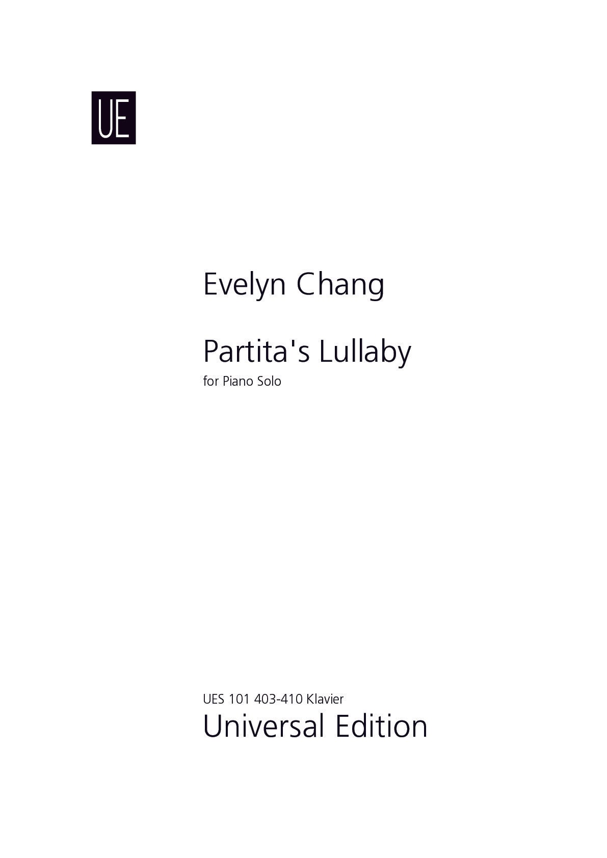 Chang Evelyn: Partita's Lullaby for Piano Solo