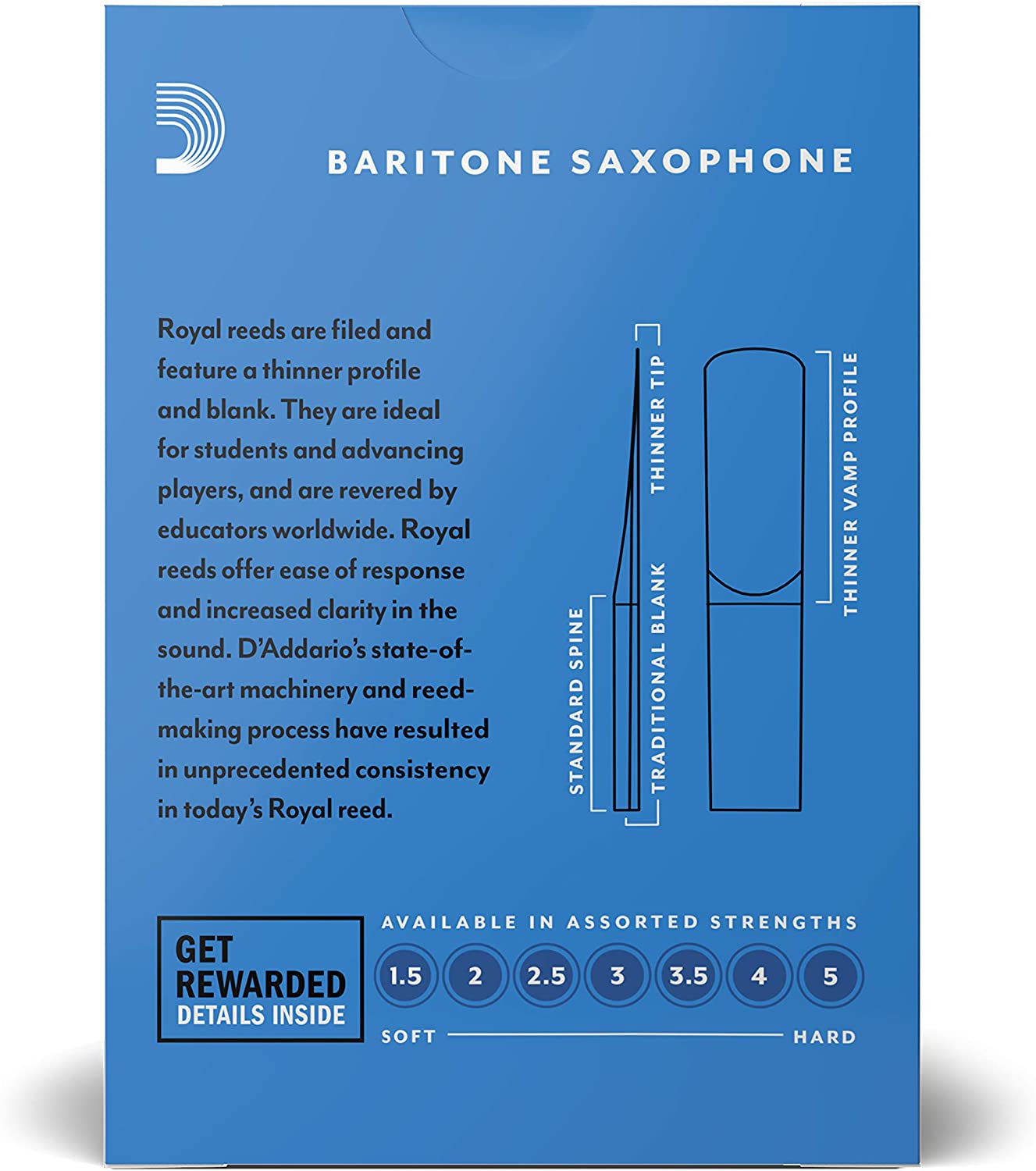 D'addario Royal Eb Baritone Saxophone Reeds