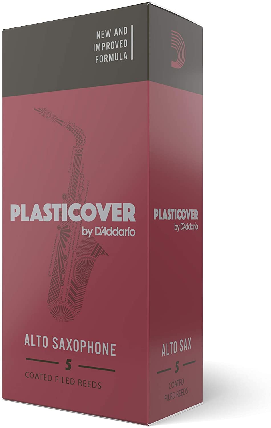 D'addario Plasticover Series Eb Alto Saxophone Reeds, 5pcs box (assorted strength)