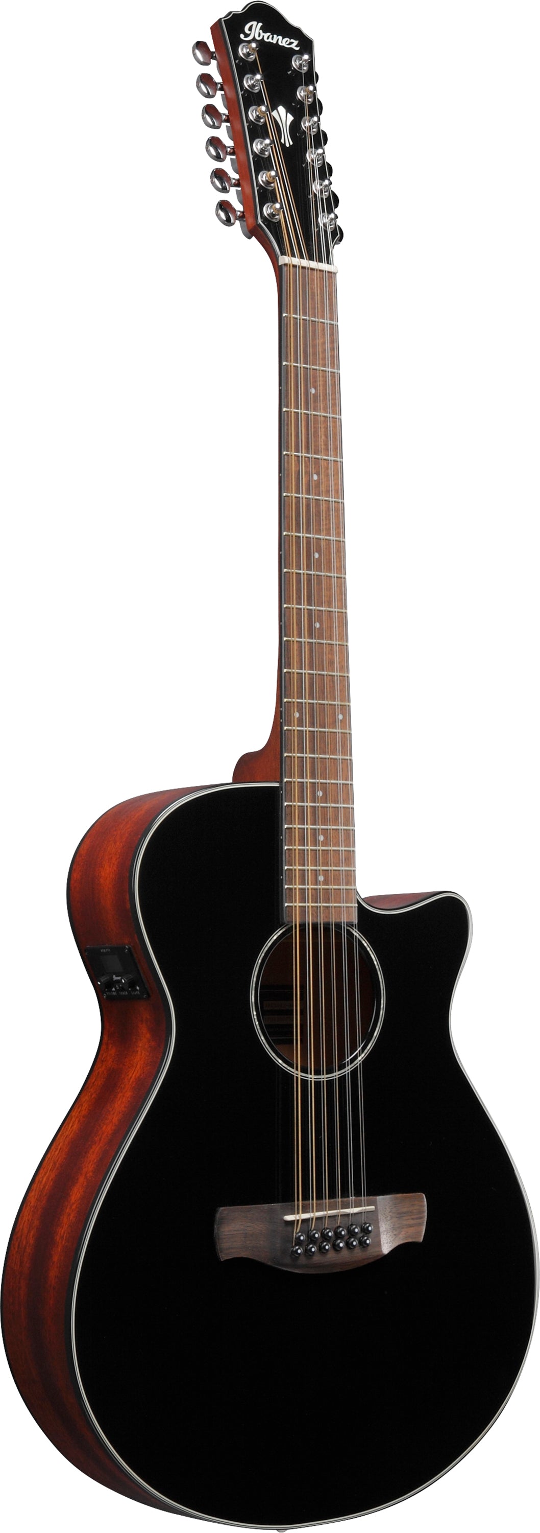 Ibanez AEG5012 12-string Acoustic Guitar - Black High Gloss 木結他