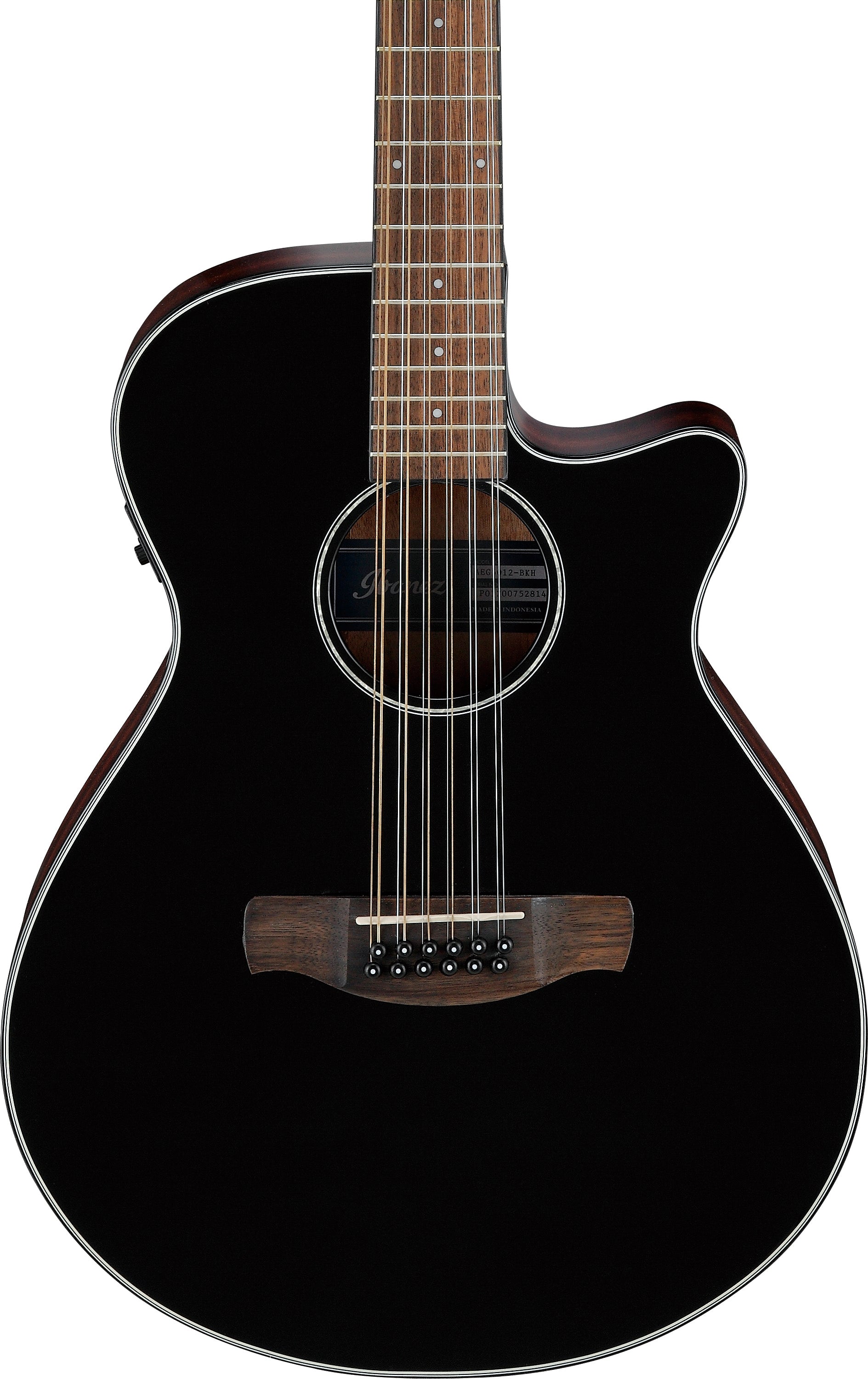Ibanez AEG5012 12-string Acoustic Guitar - Black High Gloss 木結他
