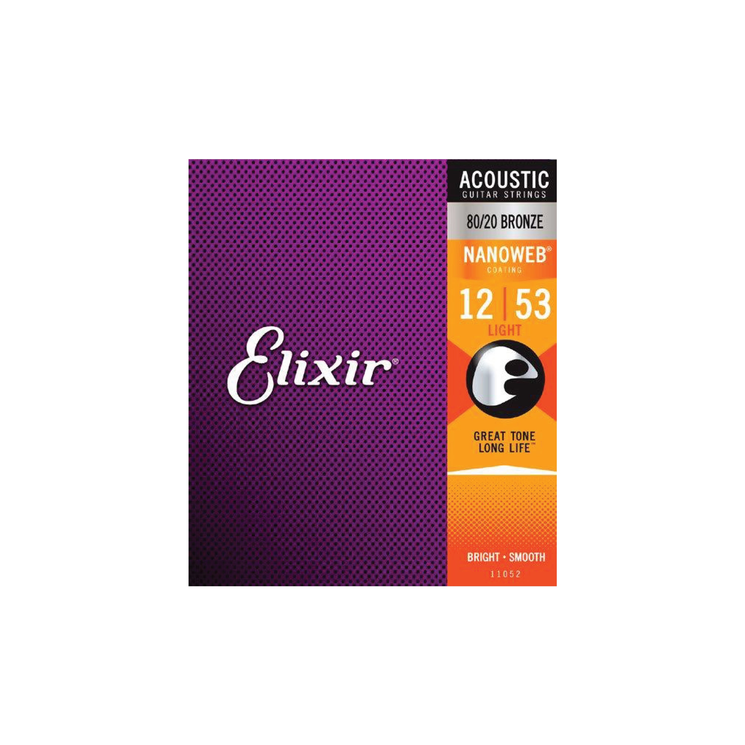 Elixir 11052 Nanoweb Coated 80/20 Bronze Acoustic Guitar Light 12
