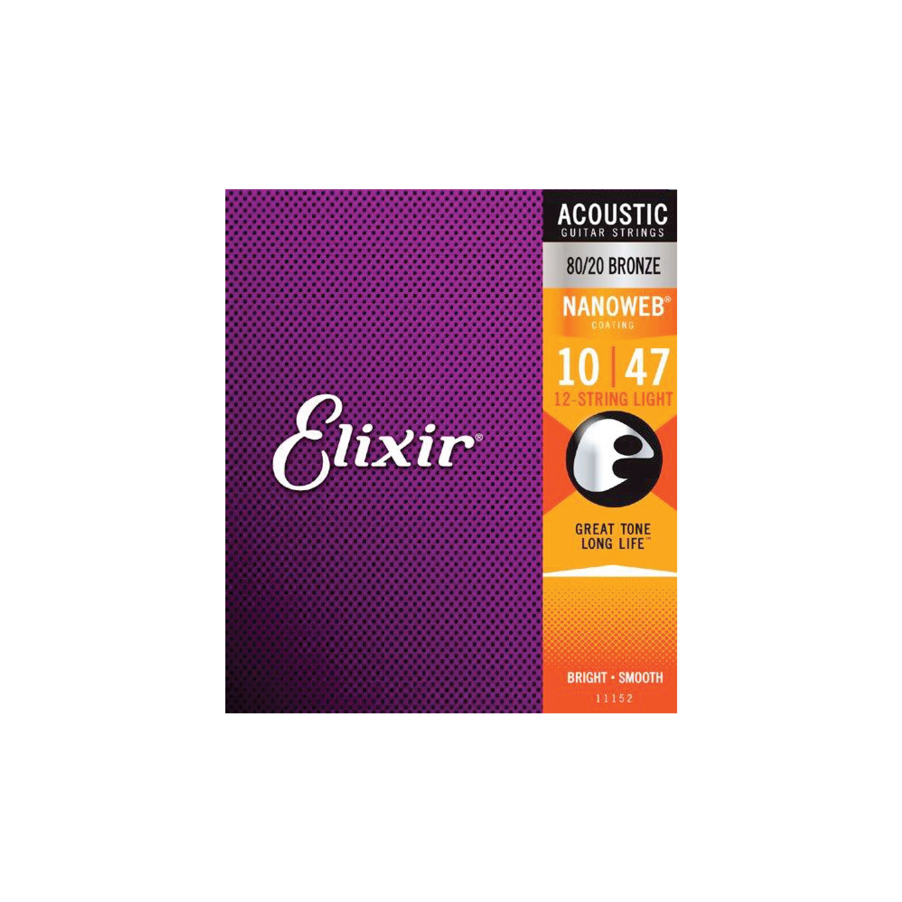 Elixir 11152 Nanoweb Coated 80/20 Bronze Acoustic 12 String Lt 10