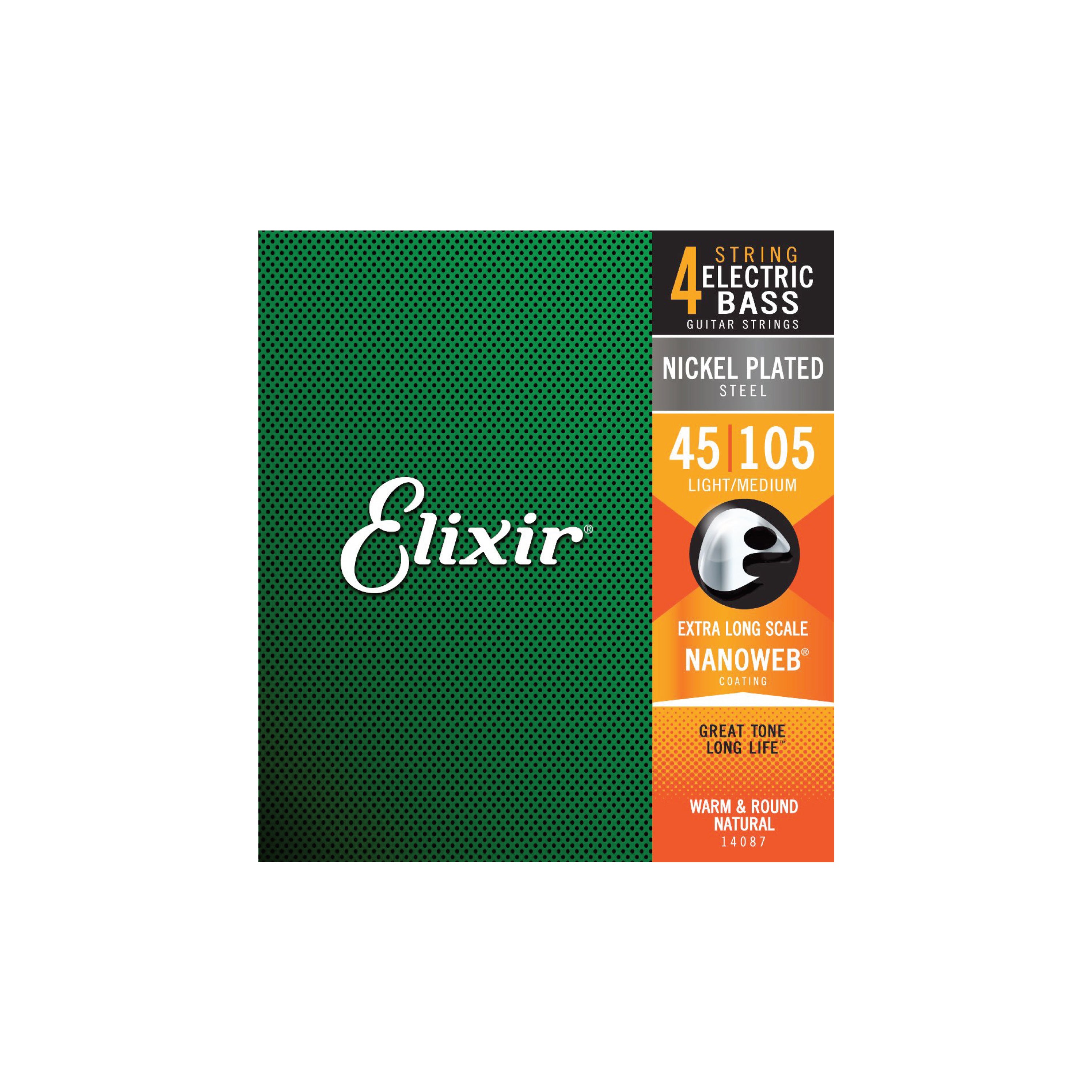 Elixir 14087 Nanoweb Light/Medium Extra Long Scale 45-105 電低音結他弦套裝