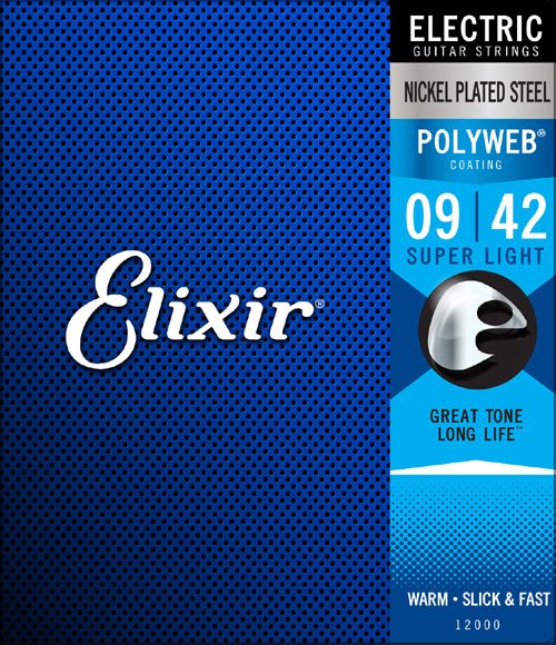 Elixir 12000 Polyweb Coated Electric Guitar Strings 9-42 電結他弦套裝