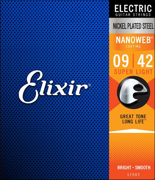Elixir 12002 Nanoweb Coated Electric Guitar Strings 9-42 電結他弦套裝