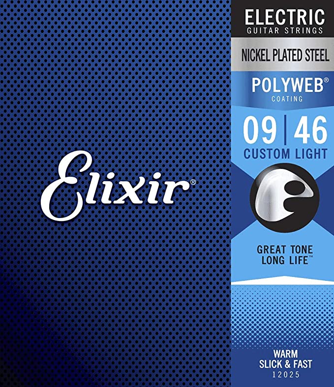Elixir 12025 Polyweb Coated Electric Guitar Strings Custom Light 9-46 電結他弦套裝