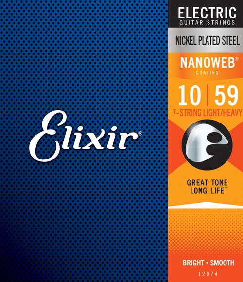 Elixir 12074 NanoWeb Electric 7-String Electric, Light/Heavy 10-59 電結他弦套裝