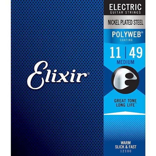 Elixir 12100 Polyweb Coated Electric Guitar Strings Medium 11-49 電結他弦套裝