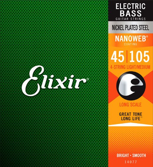 Elixir 14077 Nanoweb Medium Long Scale 45-105 電低音結他弦套裝