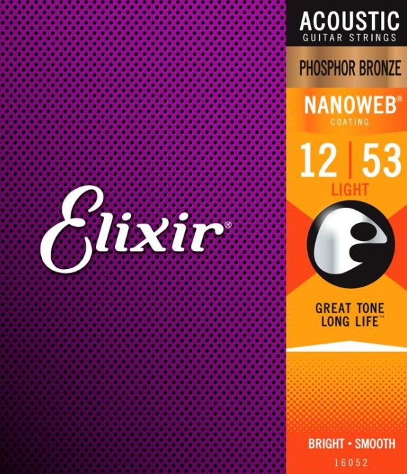 Elixir 16052 Nanoweb Coated Phosphor Bronze Acoustic Light 12-53 木結他弦套裝