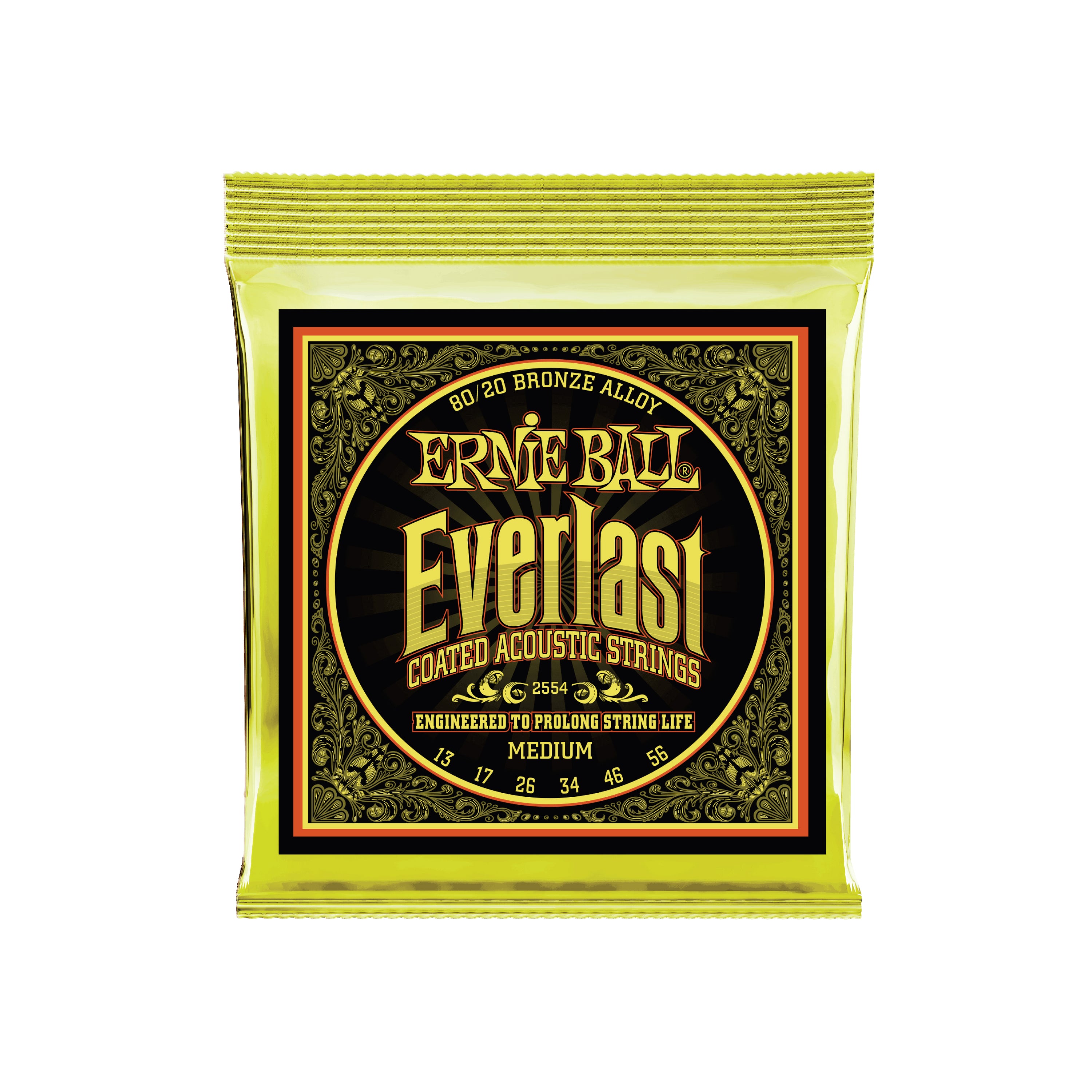 Ernie Ball, 2554, Everlast Acoustic 80/20 Bronze Medium, 結他弦線