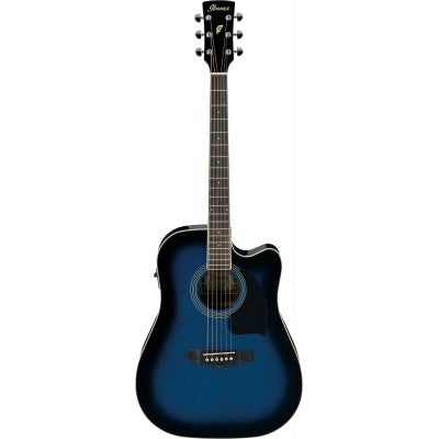 Ibanez PF15ECE Acoustic Guitar, Transparent Blue Sunburst木結他