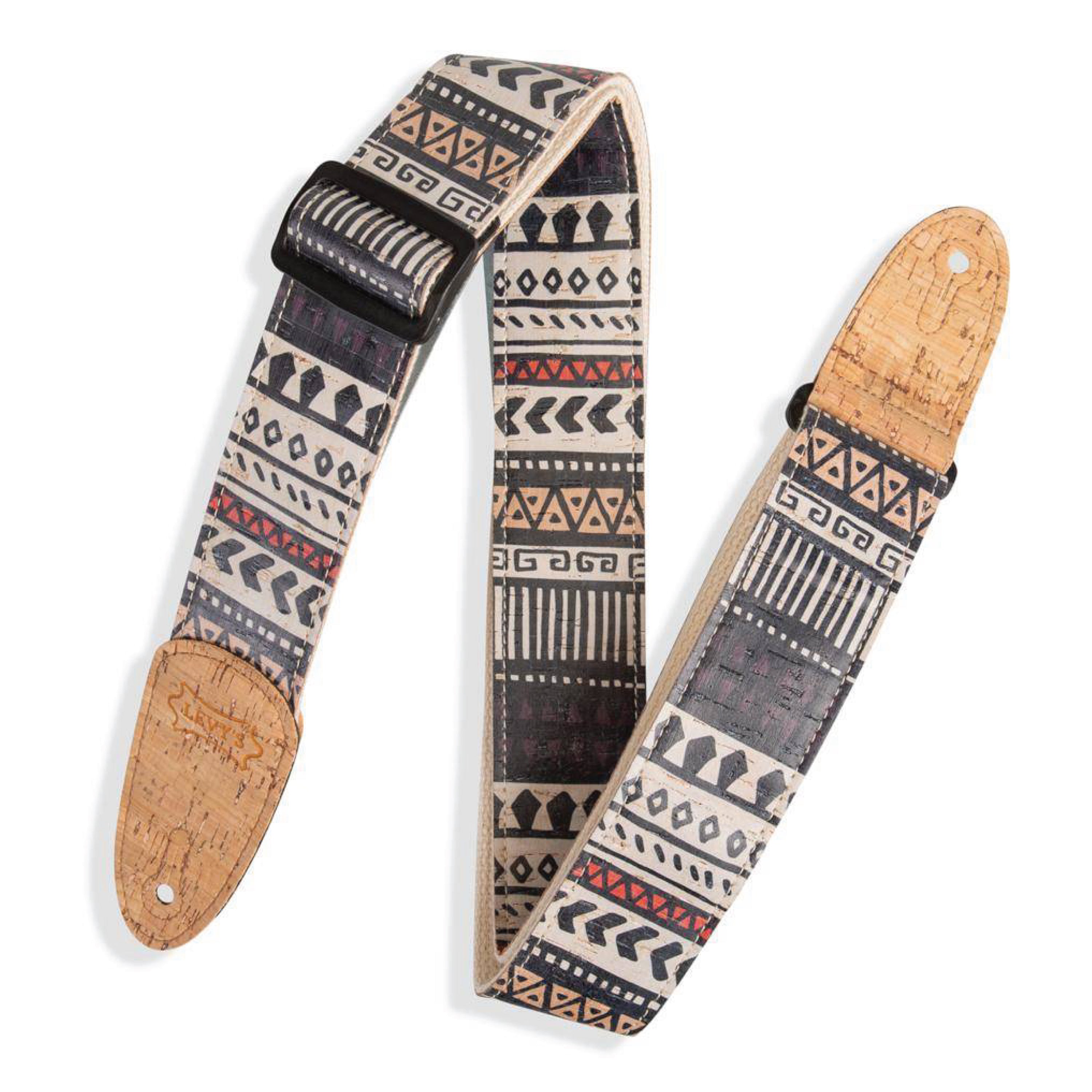 Levy's MX8-002 Specialty Series Guitar Strap, Zanzibar Cork White, Black, Red, Blue
