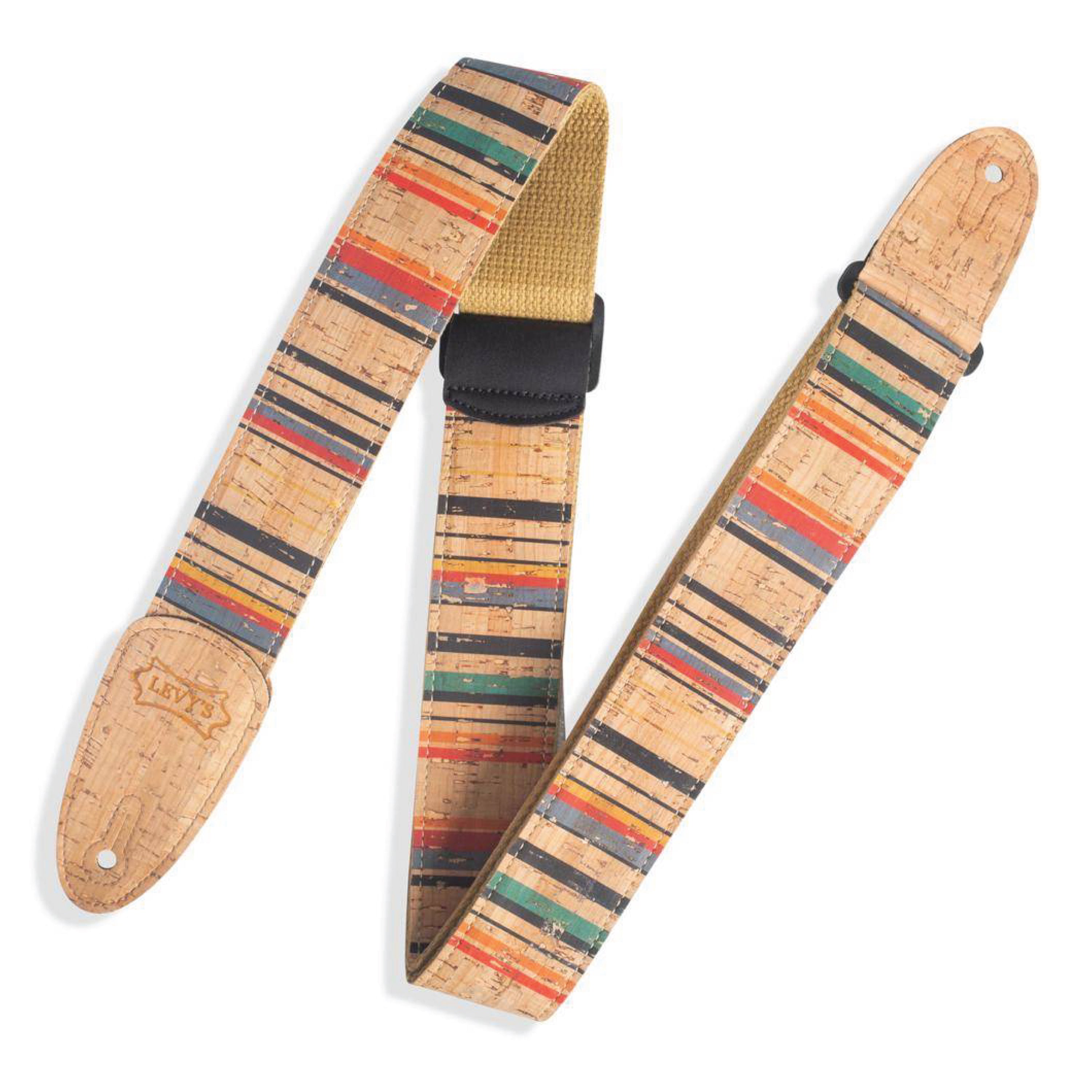 Levy's MX8-003 Specialty Series Guitar Strap, Nantucket Cork White, Blue, Red, Yellow