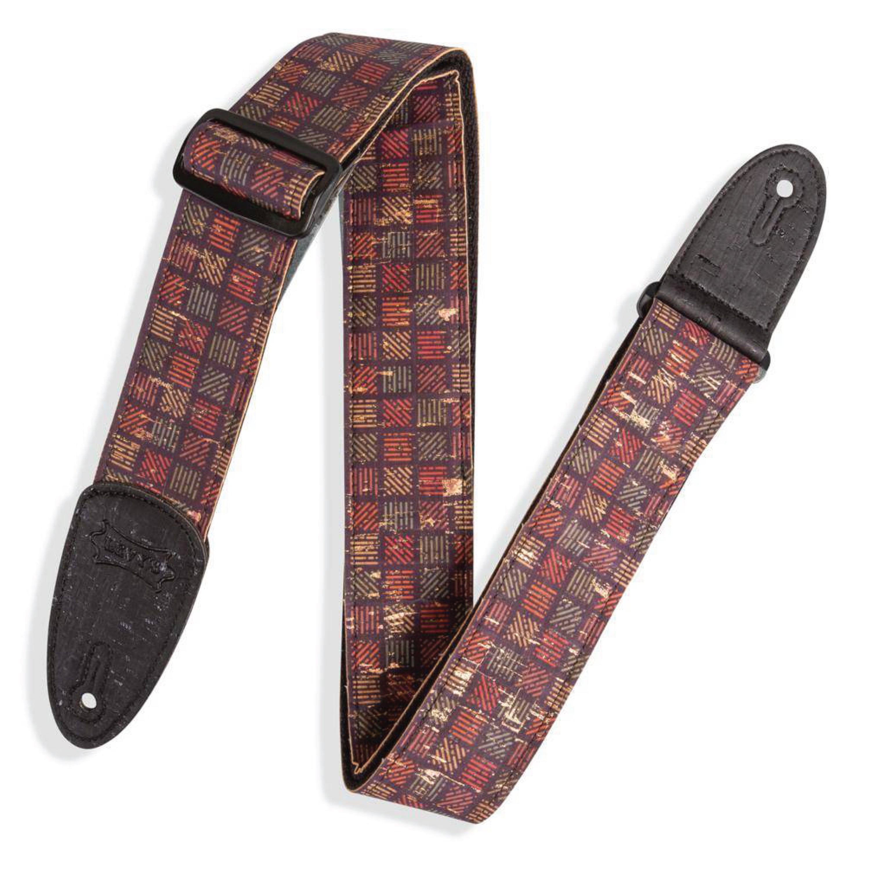 Levy's MX8-004 Specialty Series Guitar Strap, Orleans Cork Black, Red, Navy, Gold