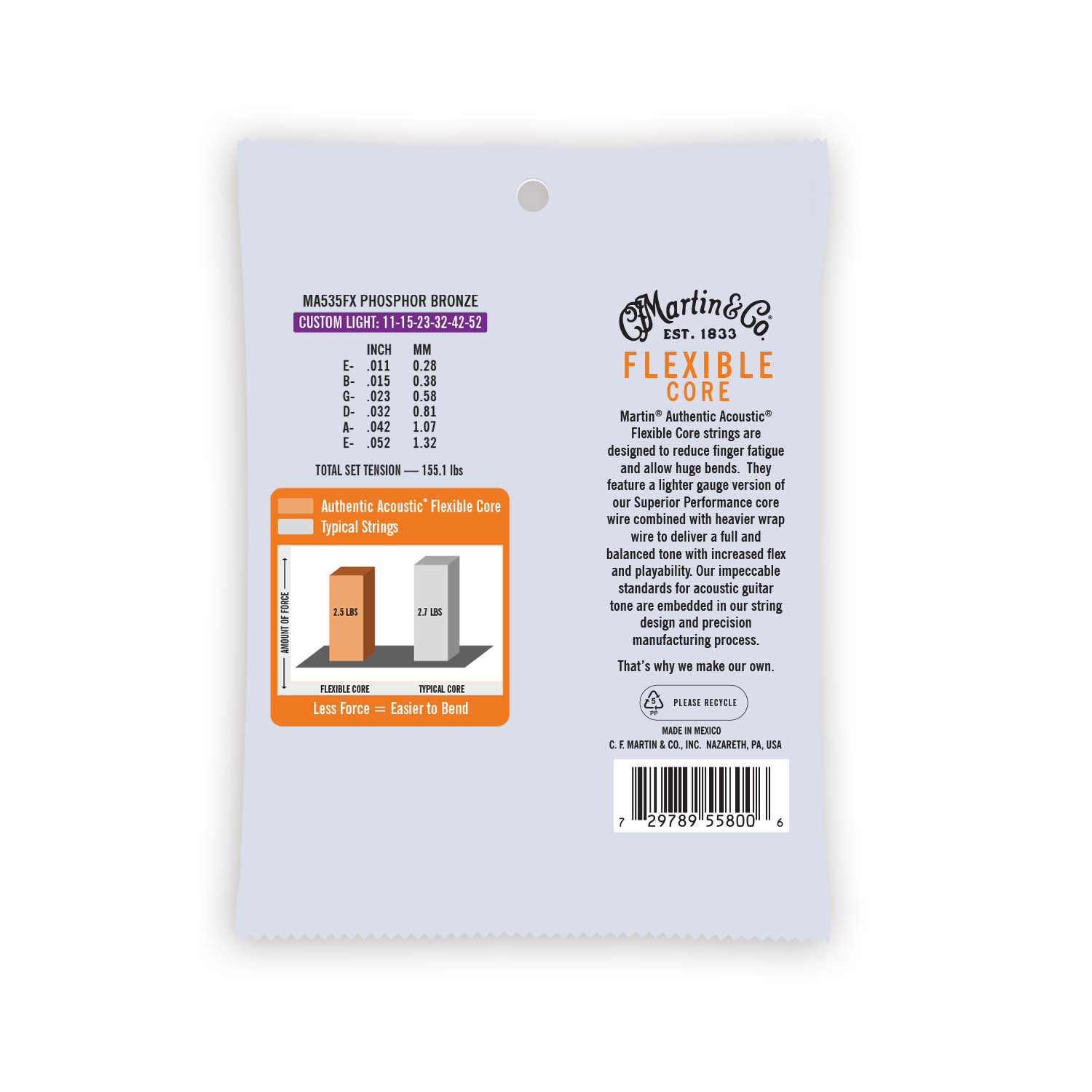 Martin Authentic Acoustic Flexible Core Guitar Strings (MA535FX)