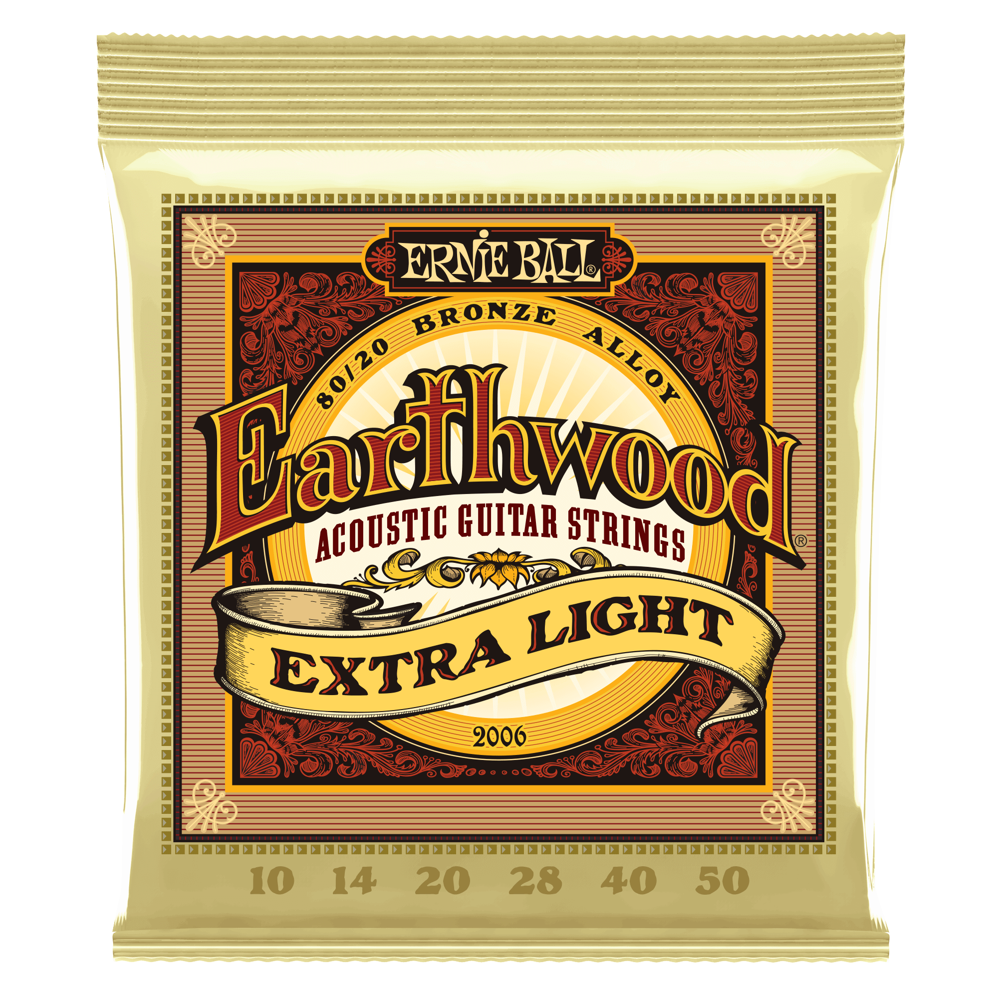Ernie Ball Earthwood Extra Light 80/20 Bronze Acoustic Guitar Strings - 10-50 Gauge